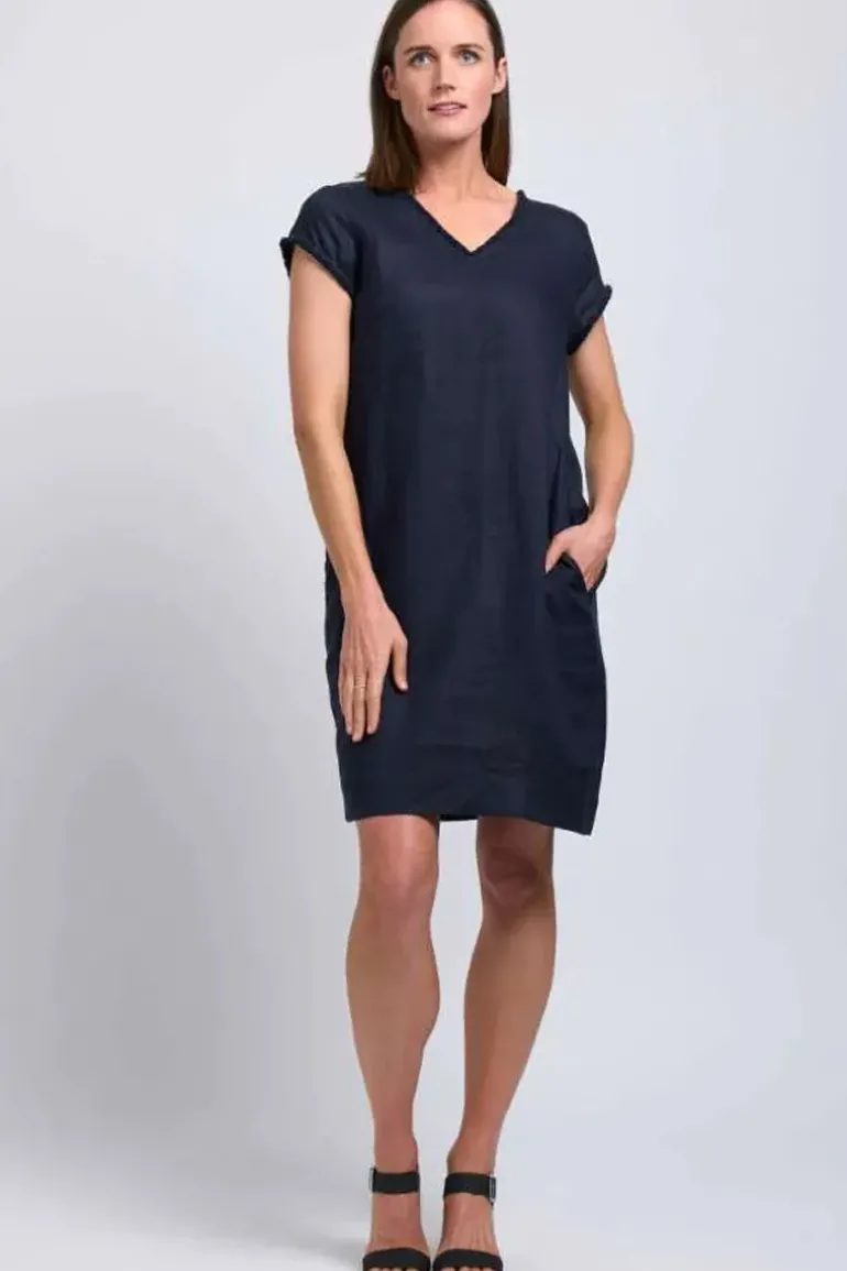 Foil Fringe Festival Dress In Navy
