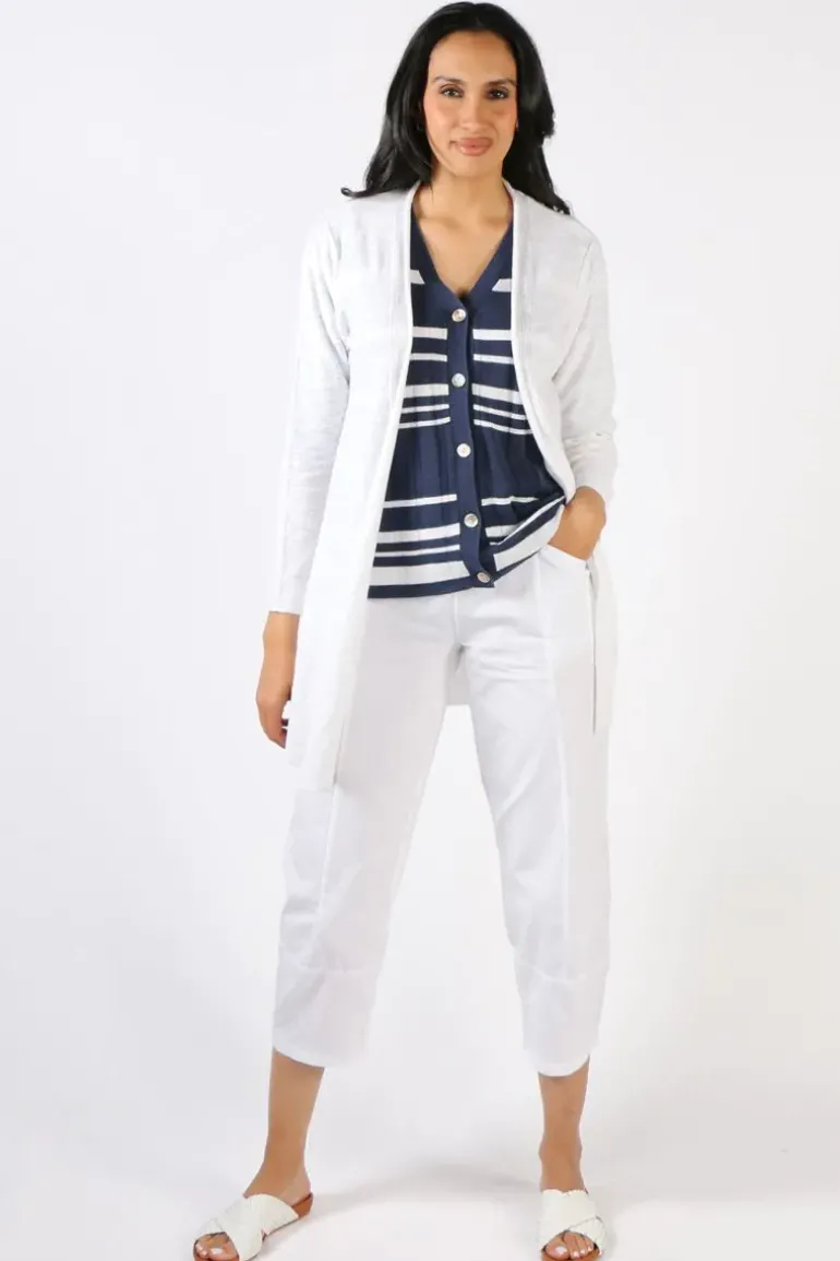 Foil Longline Cardigan In White
