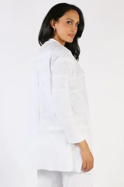 Foil Longline Cardigan In White