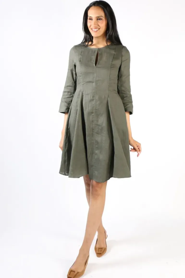 Foil My Flare Lady Dress In Khaki