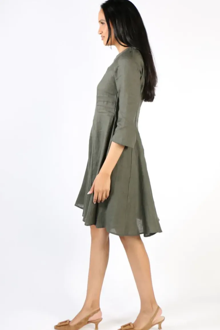 Foil My Flare Lady Dress In Khaki