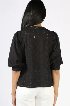 Foil Peek A Boo Blouse In Black