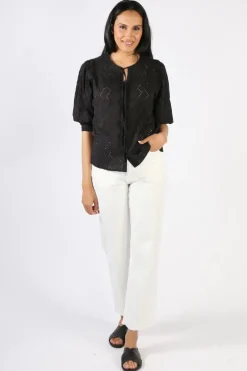 Foil Peek A Boo Blouse In Black