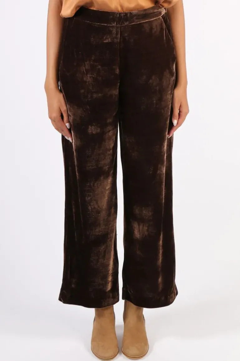 Foil Plush Money Velvet Wide Leg Pant In Chocolate