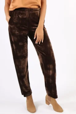 Foil Plush Money Velvet Wide Leg Pant In Chocolate