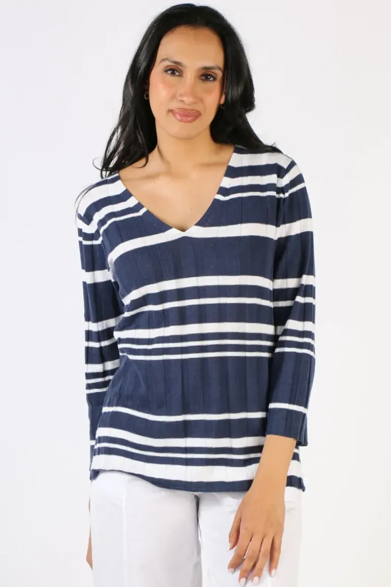 Foil Rib A Little Jumper In Coastal Stripe