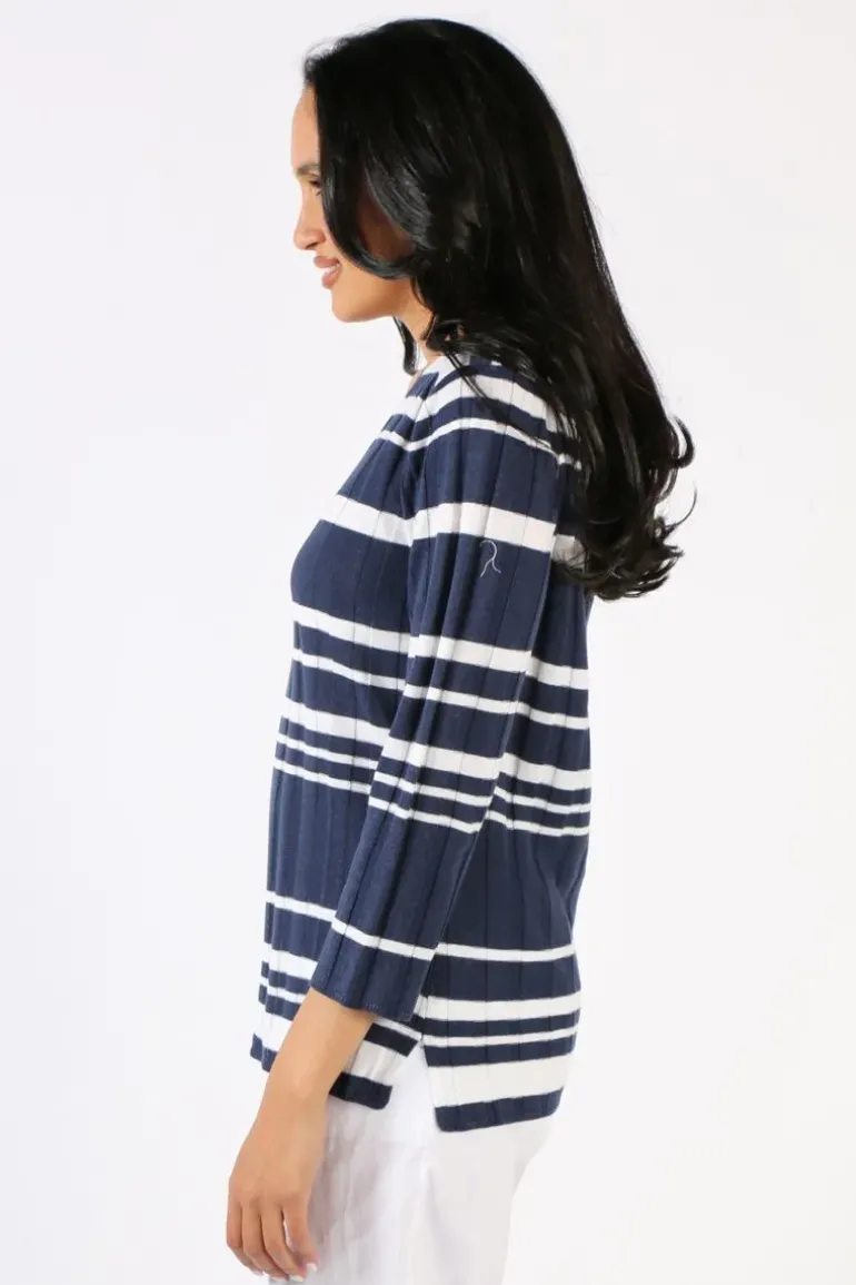 Foil Rib A Little Jumper In Coastal Stripe
