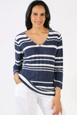 Foil Rib A Little Jumper In Coastal Stripe