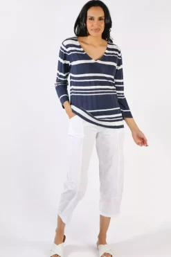 Foil Rib A Little Jumper In Coastal Stripe