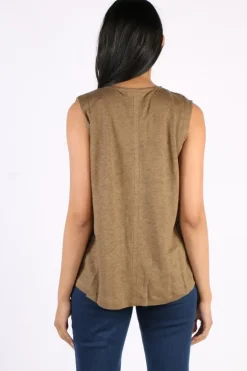 Foil Seams Great Top In Taupe