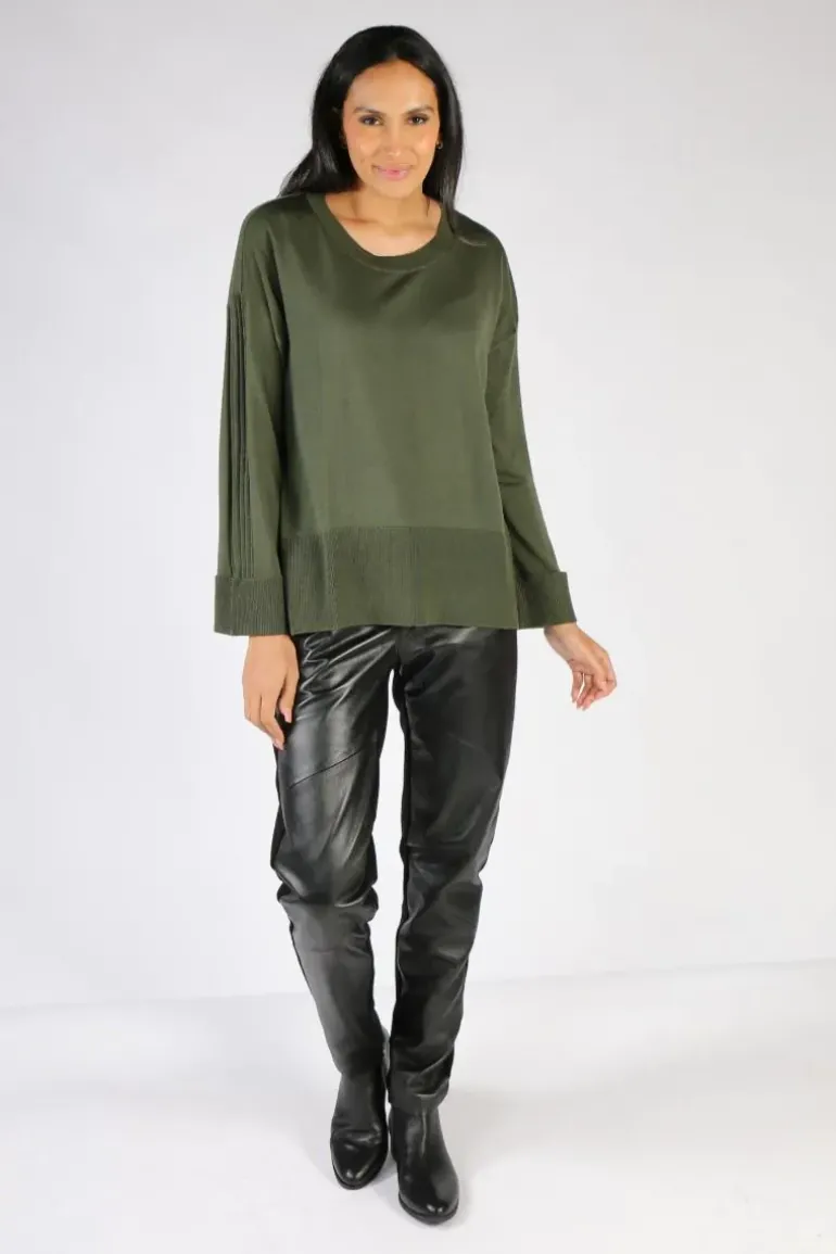 Foil Sleeve It With Me Jumper In Khaki