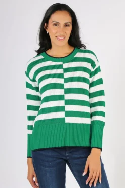Foil Slide Show Sweater In Jade And Rice