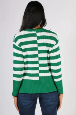 Foil Slide Show Sweater In Jade And Rice