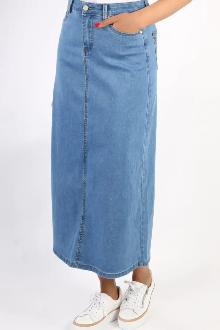Foil Stevie Maxi Skirt In Denim