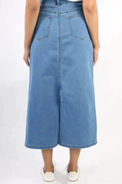 Foil Stevie Maxi Skirt In Denim