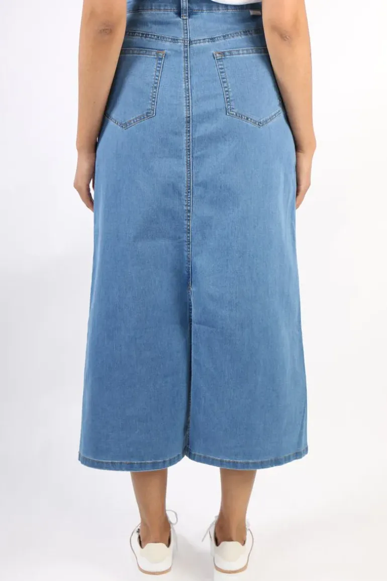 Foil Stevie Maxi Skirt In Denim