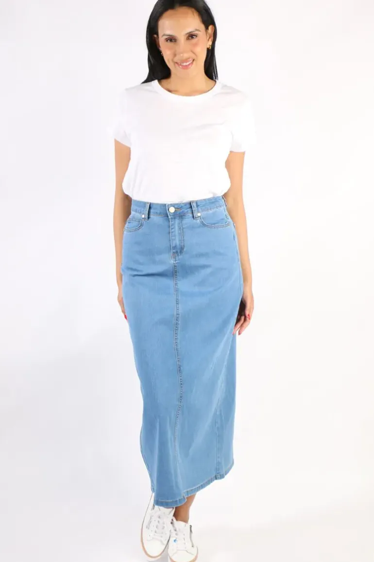 Foil Stevie Maxi Skirt In Denim