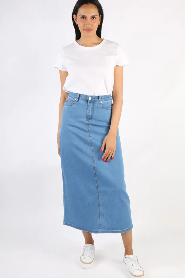 Foil Stevie Maxi Skirt In Denim