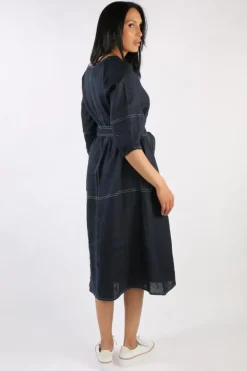 Foil Stitch & Shout Dress In Navy