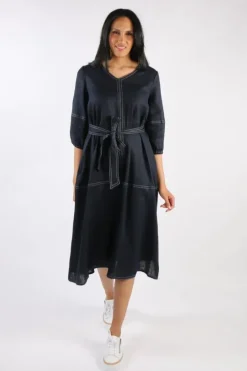 Foil Stitch & Shout Dress In Navy