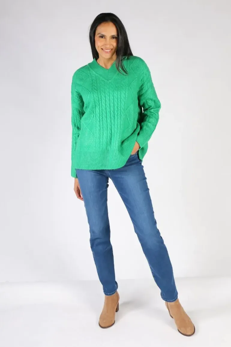 Foil Very Cableble Sweater In Green