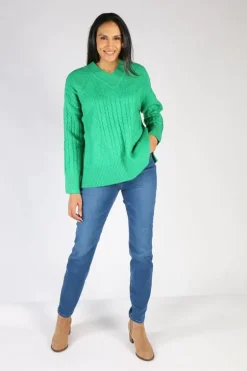 Foil Very Cableble Sweater In Green