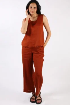 Foil Wide Leg Variety Pant In Tan