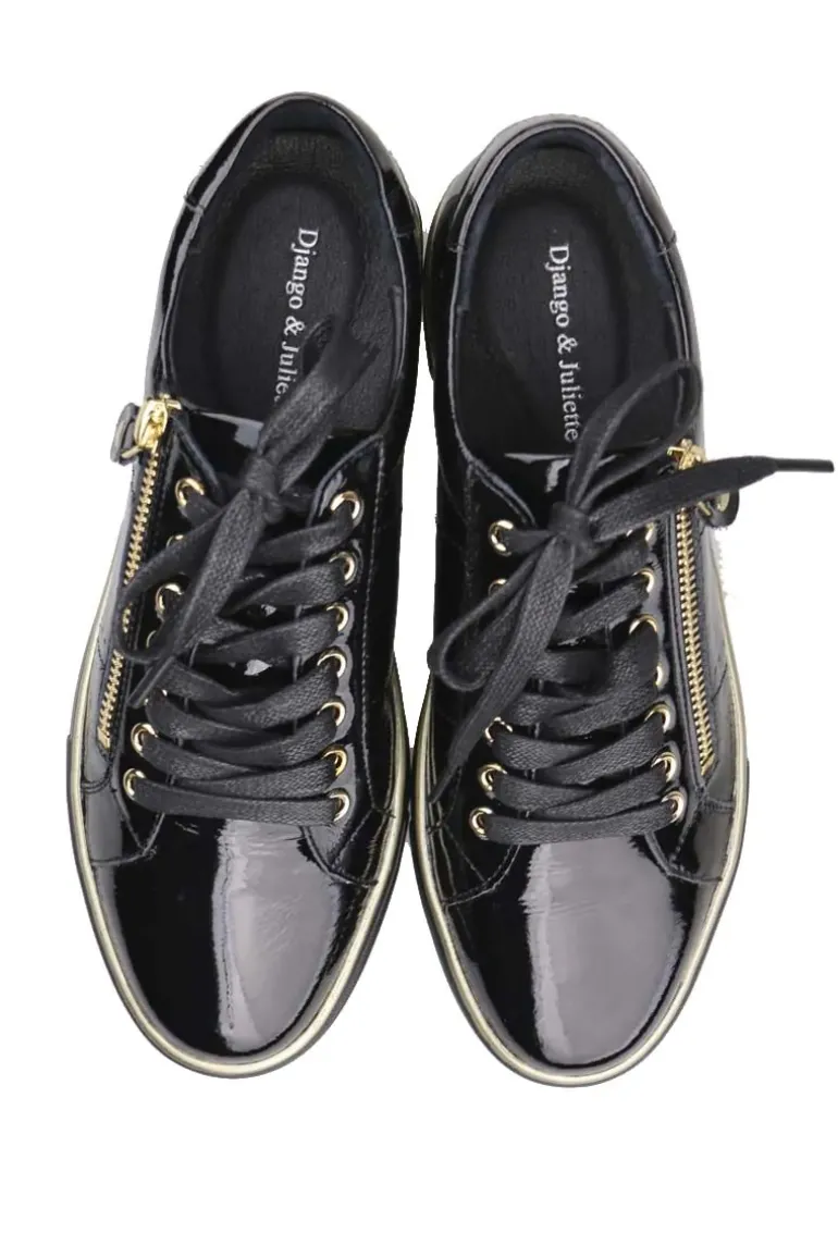 Froggy Sneaker In Black Patent By Django & Juliette