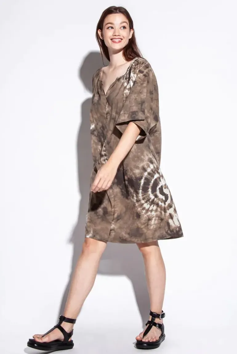 Funky Staff Juila Shibori Dress In Mud
