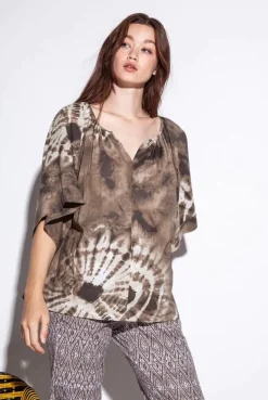 Funky Staff Julia Shibori Top In Mud