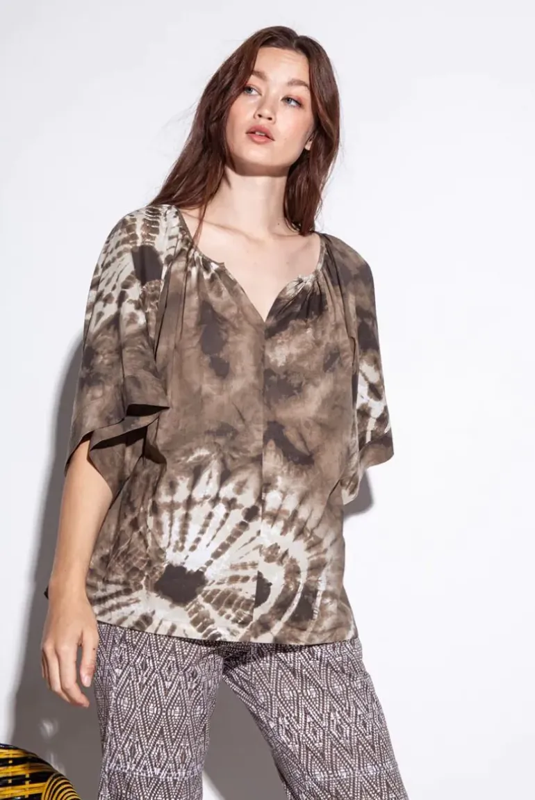 Funky Staff Julia Shibori Top In Mud
