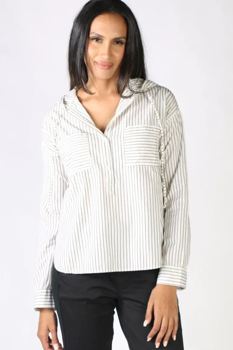Funky Staff Sara Hooded Shirt In White