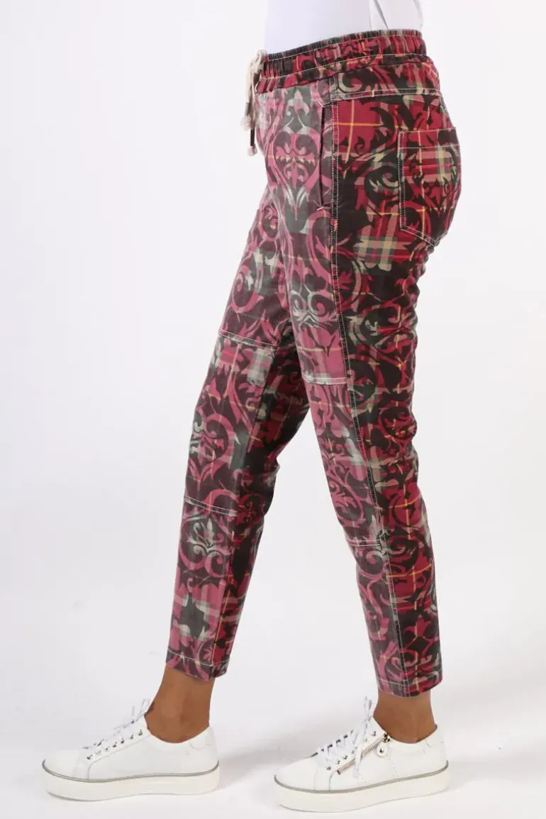 Funky Staff You2 Floral Pant In Wine