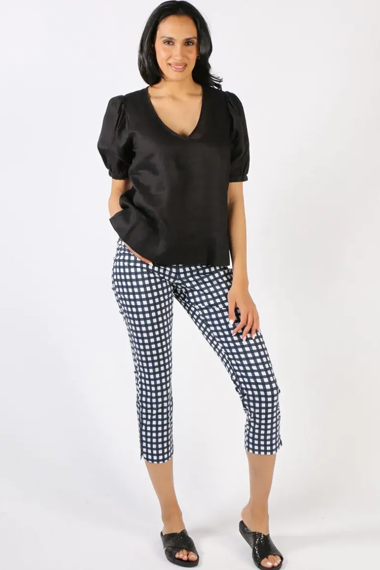 Gathered Sleeve Top In Black By Jump