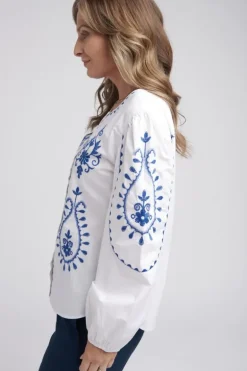 Goondiwindi Cotton Embroidered Shirt In White