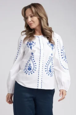 Goondiwindi Cotton Embroidered Shirt In White