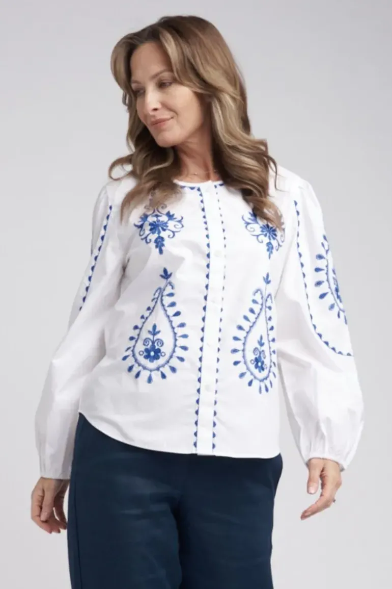 Goondiwindi Cotton Embroidered Shirt In White