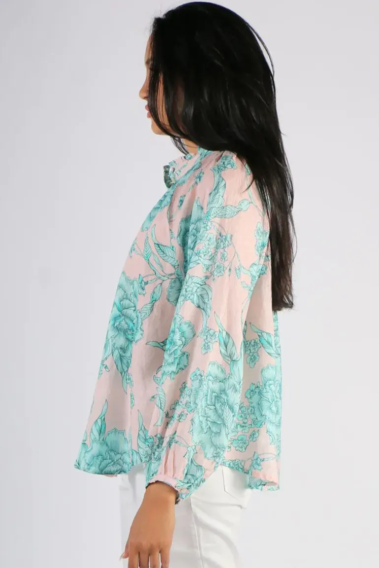 Goondiwindi Cotton Frill Collar Shirt In Floral Print