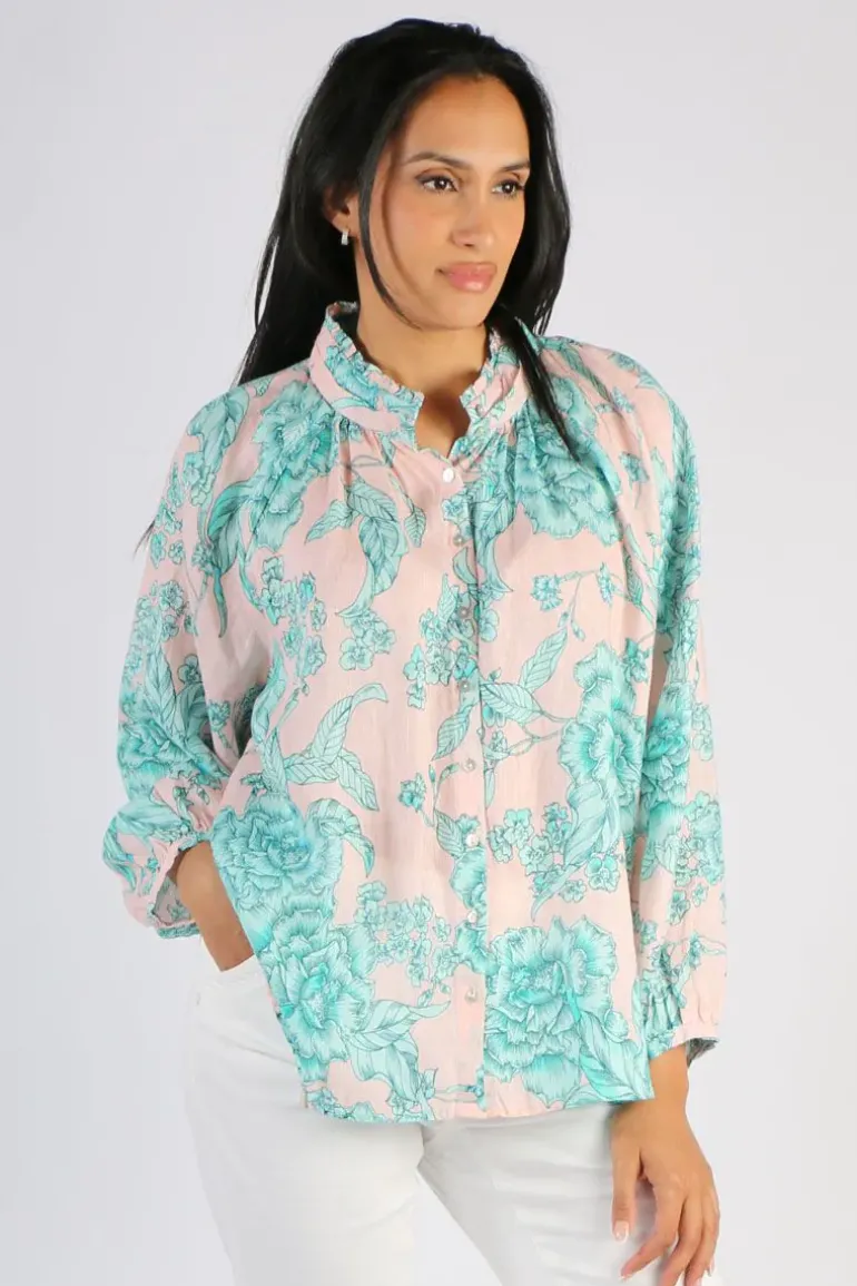 Goondiwindi Cotton Frill Collar Shirt In Floral Print