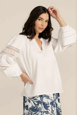 Goondiwindi Cotton Lace Trim Shirt In White