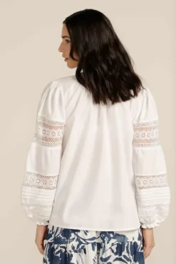 Goondiwindi Cotton Lace Trim Shirt In White