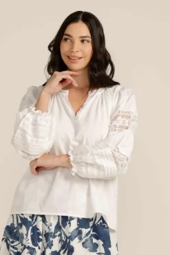 Goondiwindi Cotton Lace Trim Shirt In White