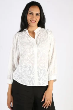 Goondiwindi Cotton Luxe Embroidered Shirt In White