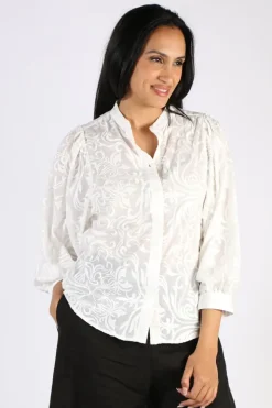Goondiwindi Cotton Luxe Embroidered Shirt In White