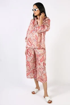 Goondiwindi Cotton Paisley Shirt In Raspberry
