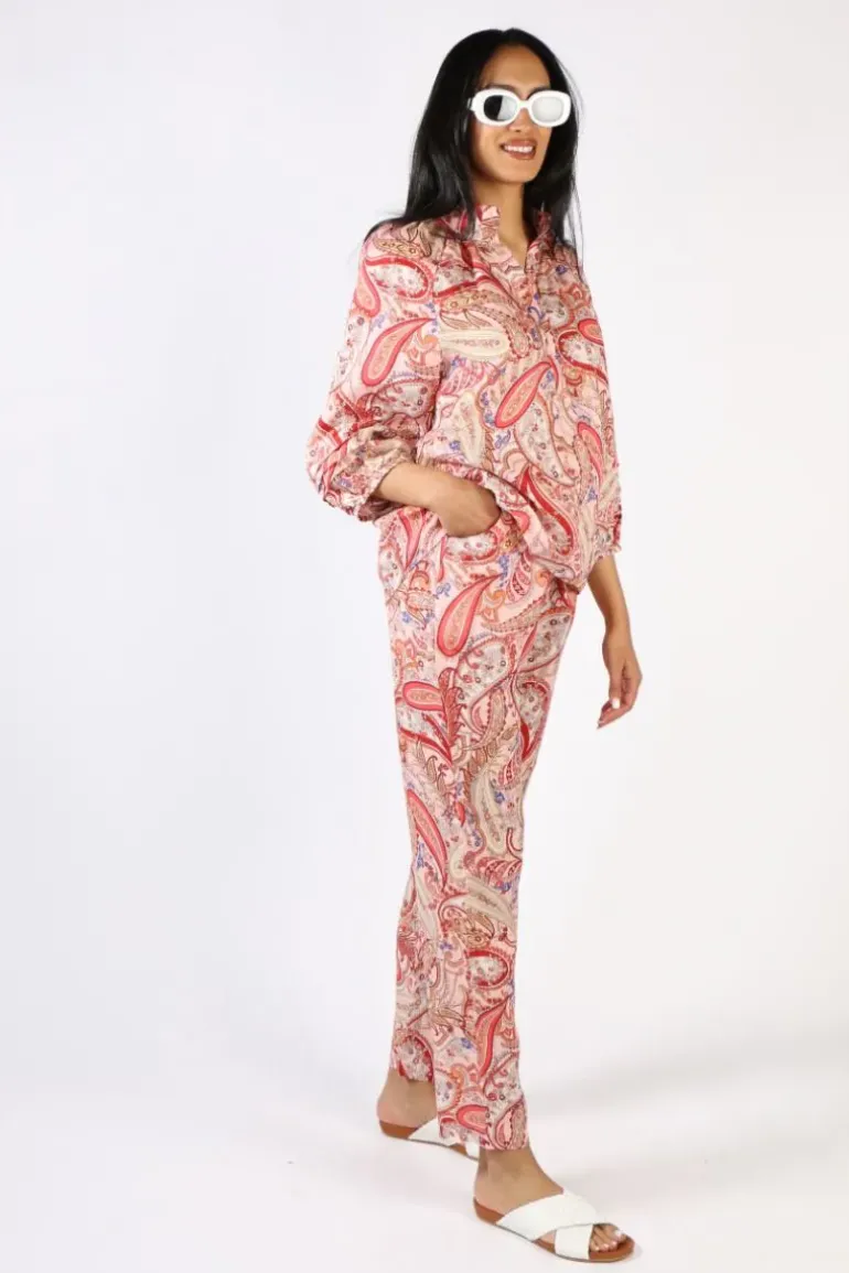 Goondiwindi Cotton Paisley Pant In Raspberry