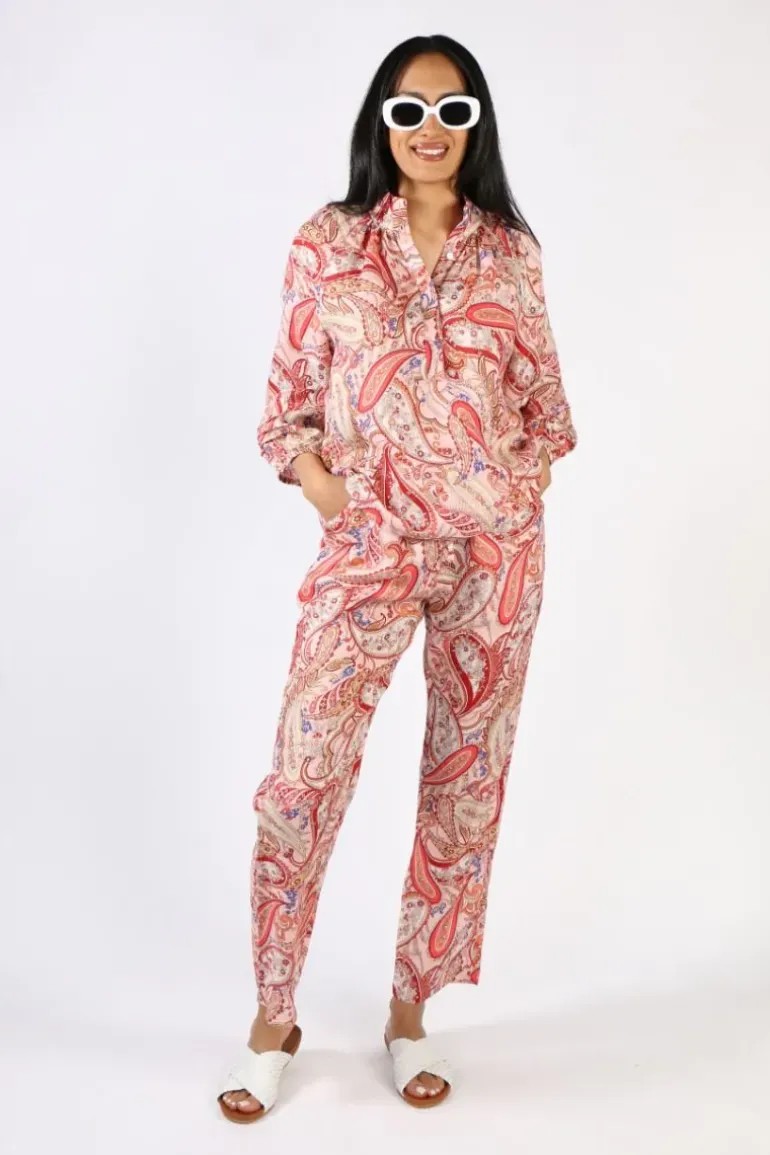 Goondiwindi Cotton Paisley Pant In Raspberry