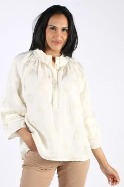 Goondiwindi Cotton Pleat Sleeve Top In Print