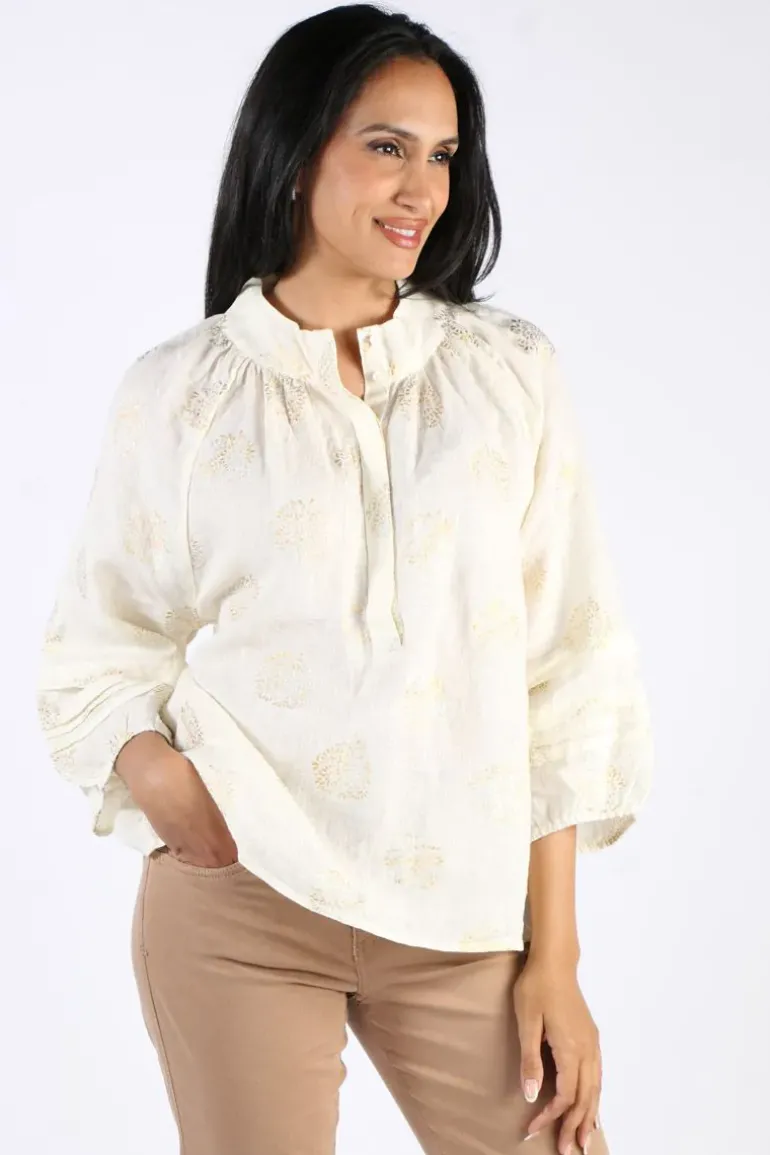 Goondiwindi Cotton Pleat Sleeve Top In Print