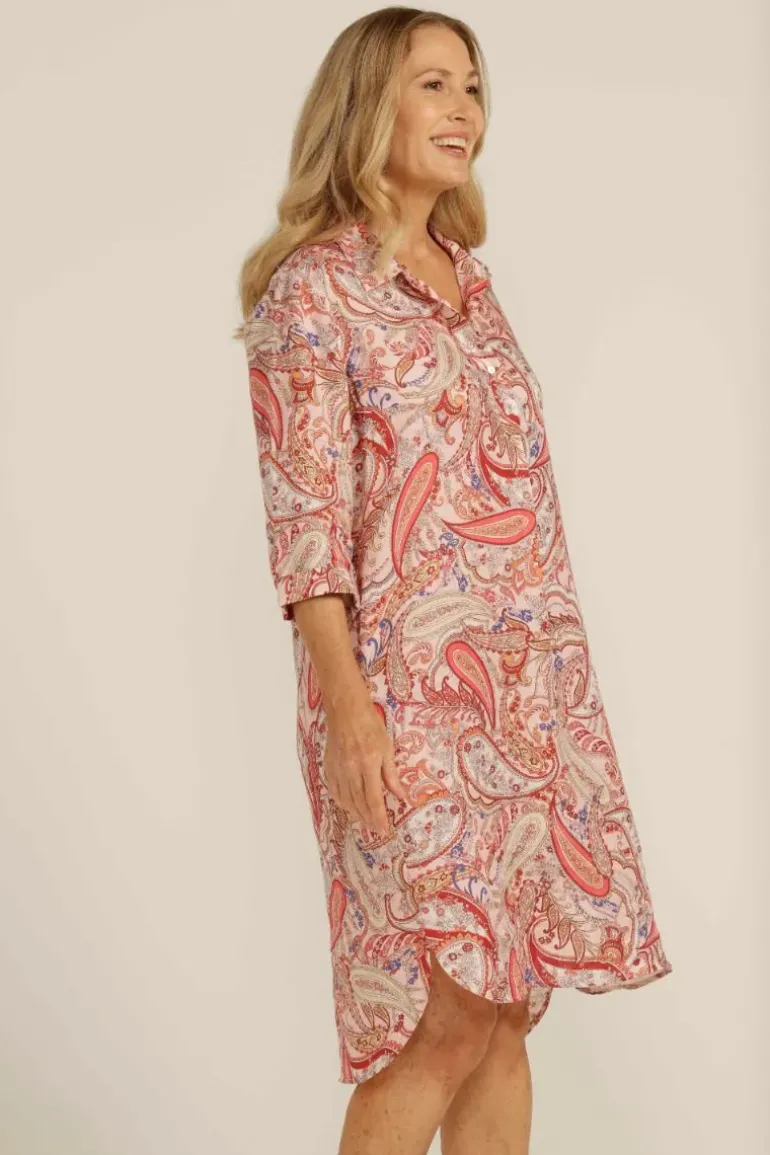 Goondiwindi Cotton Shirtmaker Dress In Raspberry